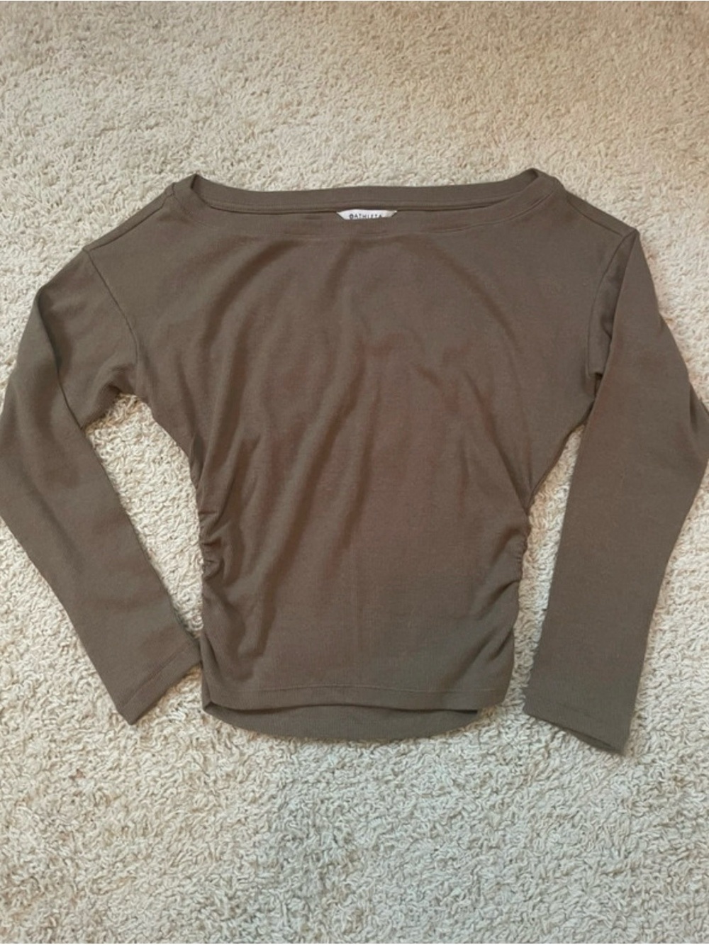 Athleta Boatneck Long-Sleeve Top in Olive Brown
